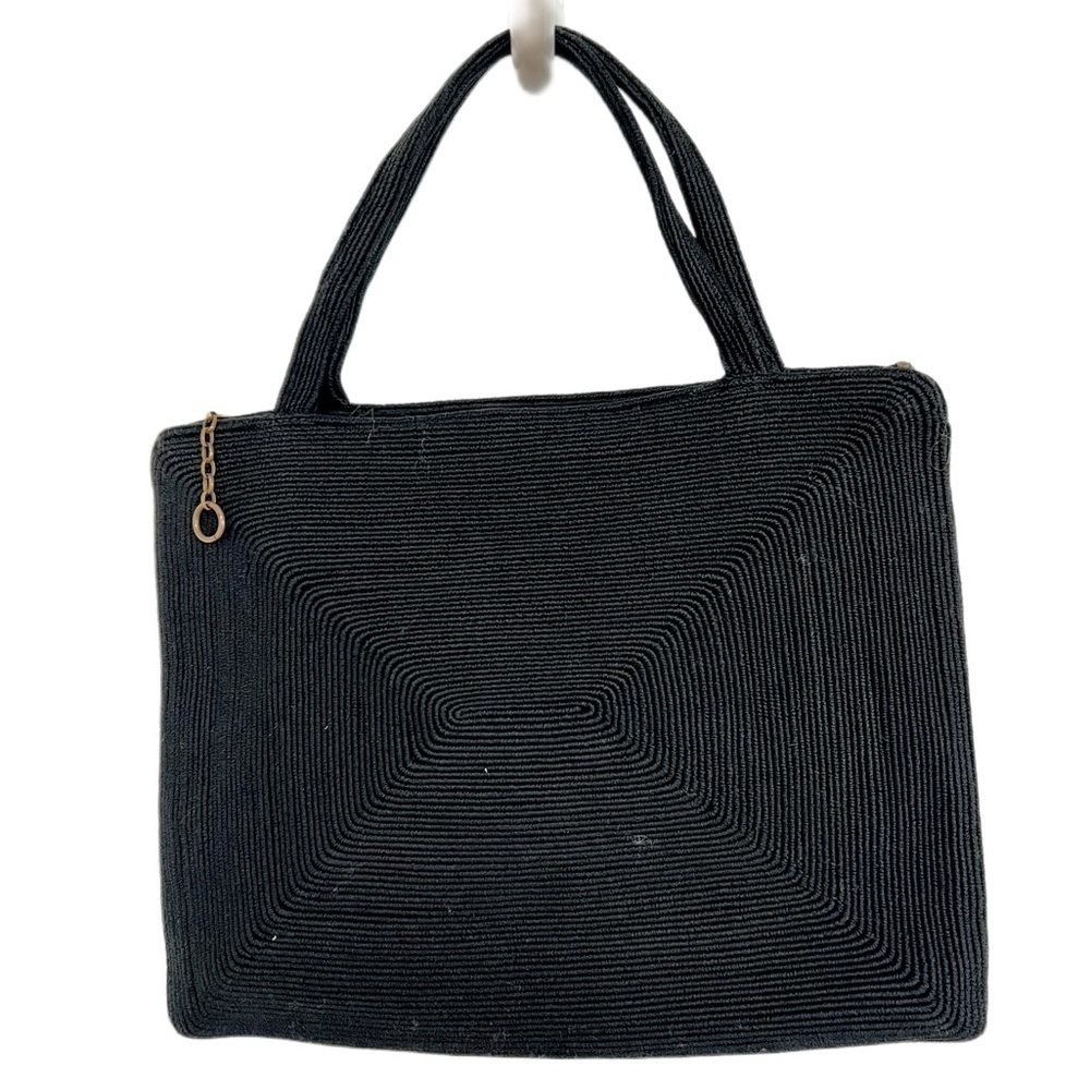 Vintage Black Woven Fabric Evening Bag